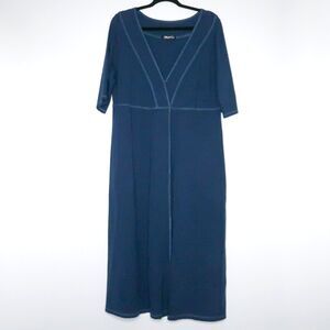 eShakti Womens Midi Dress Size 1X - 18W Blue Lagenlook Minimalist Boho‎ Peasant
